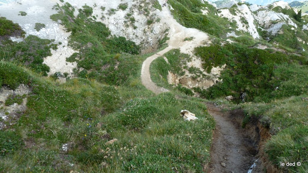crêtes du Mont Charvet : sentier sinueux qui se fraye un itinéraire entre les dolines