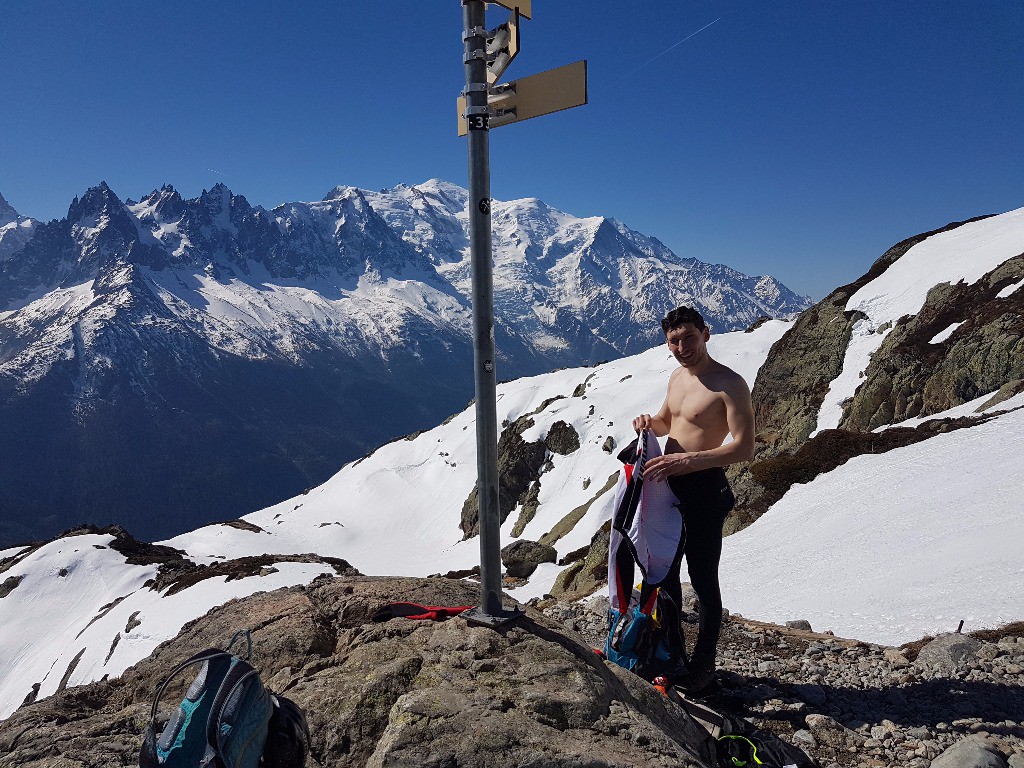 Joli vestiaire avec vue sur le Mont Blanc.