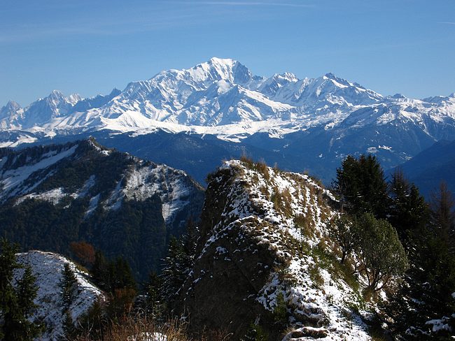 Parc du Mouton : Massif du Mont Blanc depuis le sommet