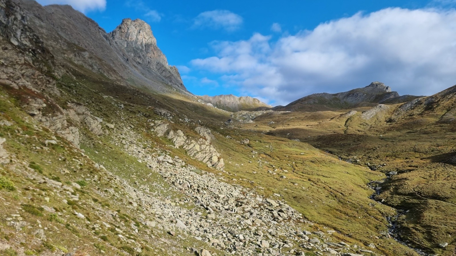 Descente du Col Blanchet (on voit les traces multiples) 