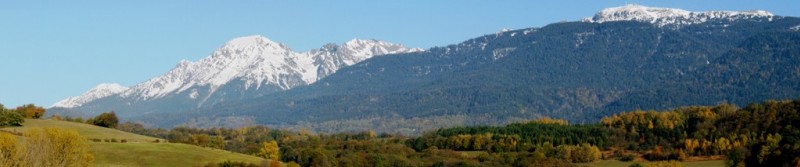 Panorama : des Crêtes d'Herbeys avec quelques sommets de Belledonne bien connus.