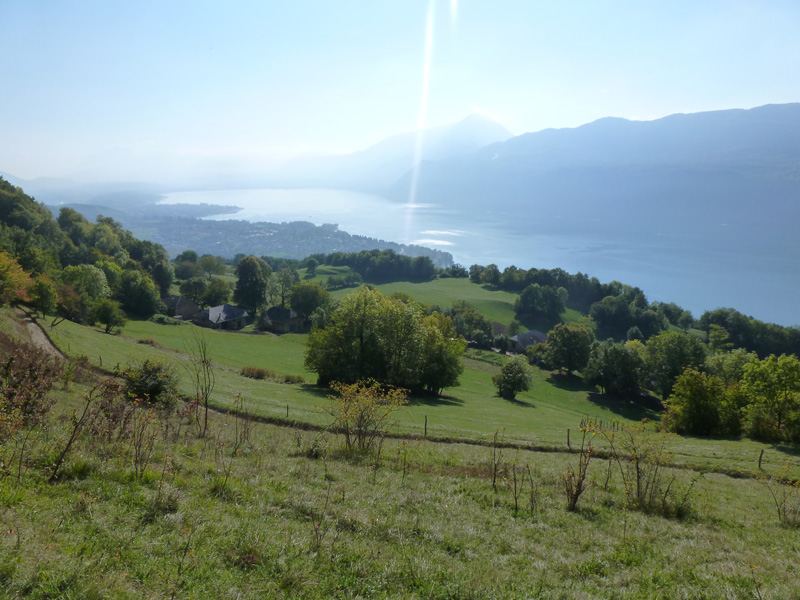 vue sur le lac du Bourget : dans la descente vers les Granges de Brison